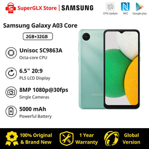 Original novo smartphone samsung galaxy a03 core unisoc sc9863a octa-core android 11 5000mah bateria sim duplo android celular