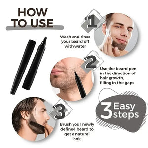 Preenchedor de lápis para homens, preto, marrom, caneta de barba de 4 dicas, impermeável, duradoura, maquiagem natural, detalhamento, bigode e sobrancelhas